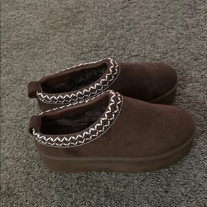 Brown Slip-On Platform Shoes